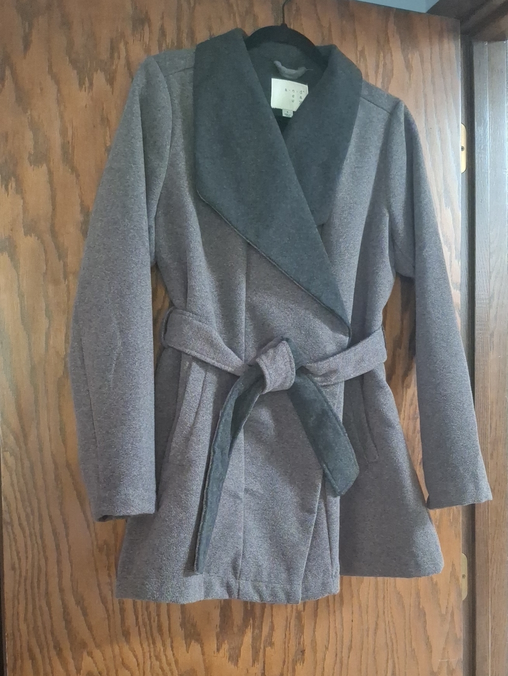 a new day Two-Tone Gray Wrap Trench Coat